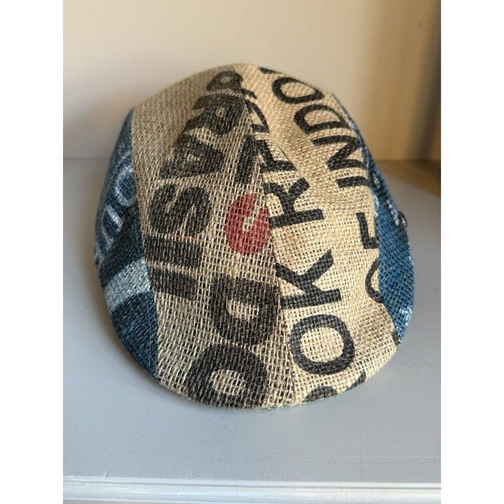Hills Hats XL Flat Cap Ivy Newsboy Jute Burlap Coffee Sack Made NZ Eco Vintage - Picture 3 of 6